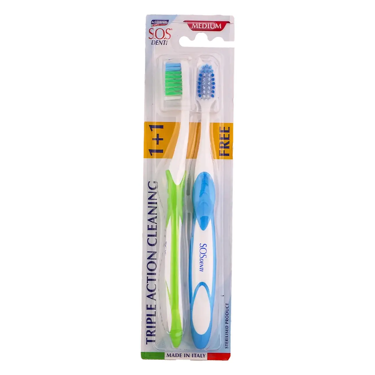 SOS Denti Toothbrush Triple Action Cleaning 1+1 Medium - view 1