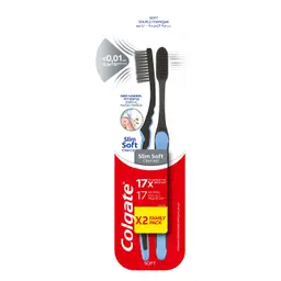 Colgate Slim Soft Charcoal Slim Bristles Toothbrush 2-Pack