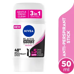 NIVEA Antiperspirant Stick for Women 48h Protection Black & White Invisible Original 50 ml