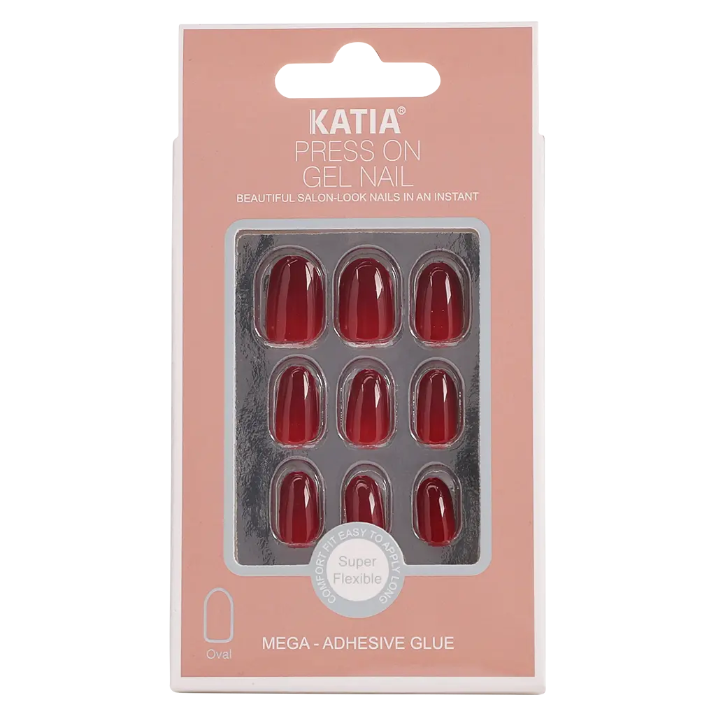 Katia Gorgeous Press On Nails Shine Dark Red 22 - view 2