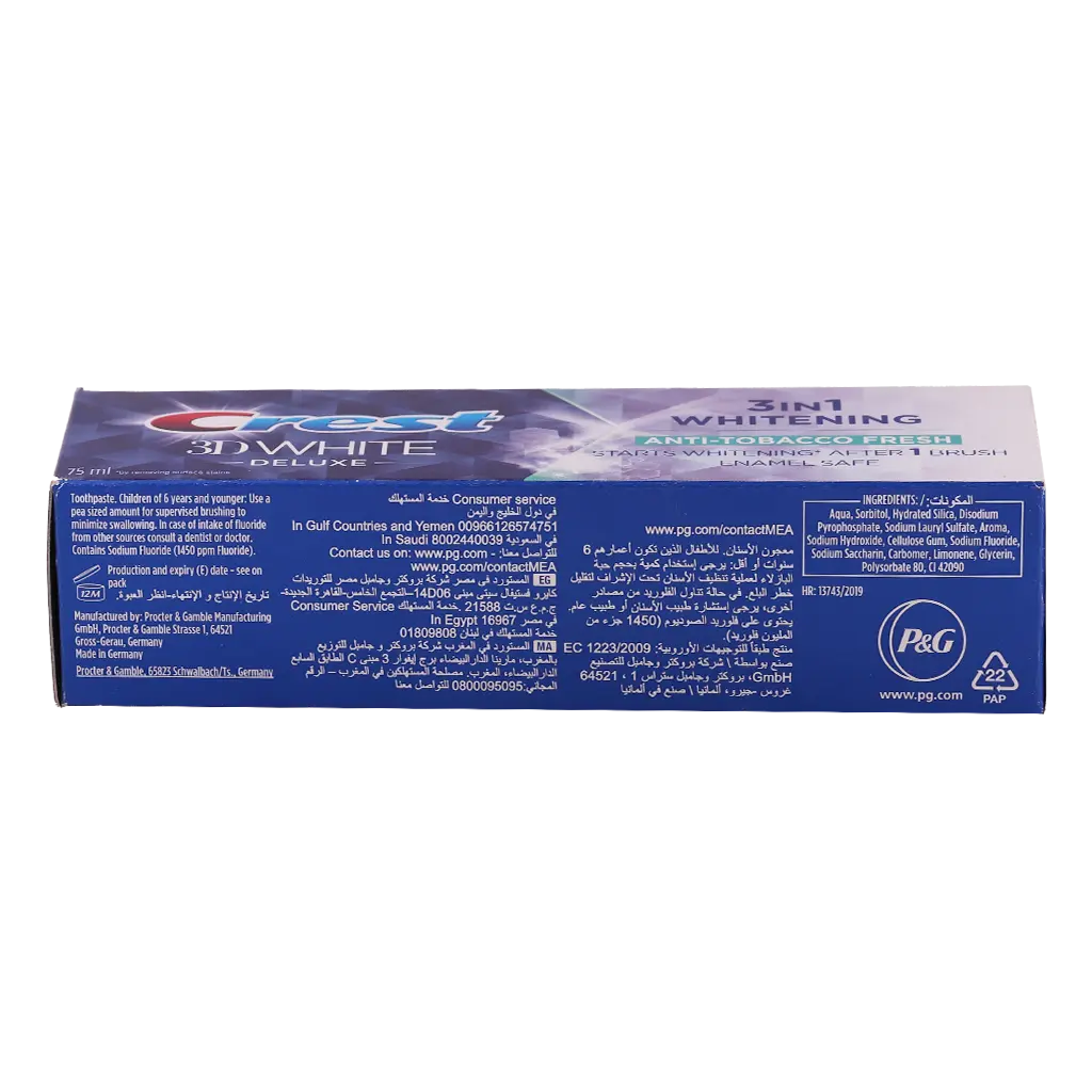 Crest Toothpaste 3D White Anti Tobacco Fresh 75 ml - view 4