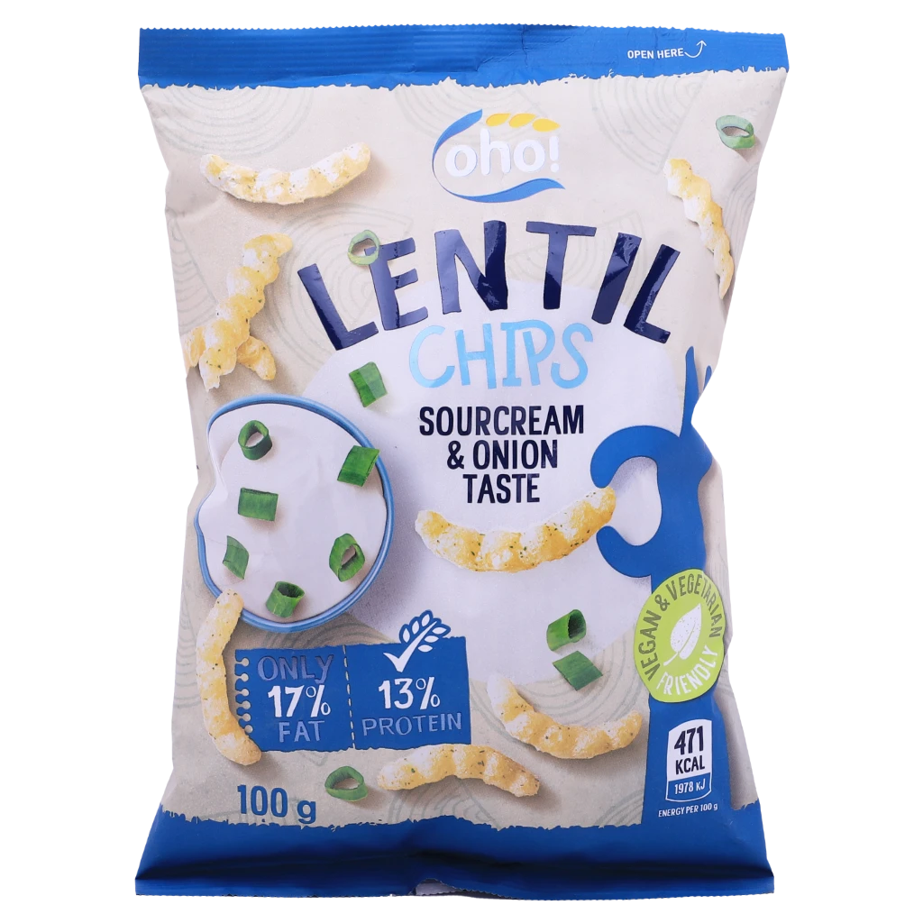 Oho Lentil Chips With Sourcream & Onion 100 gm