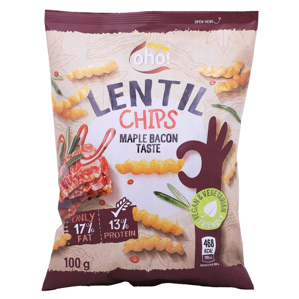 Oho Lentil Chips With Maple Bacon 100 gm