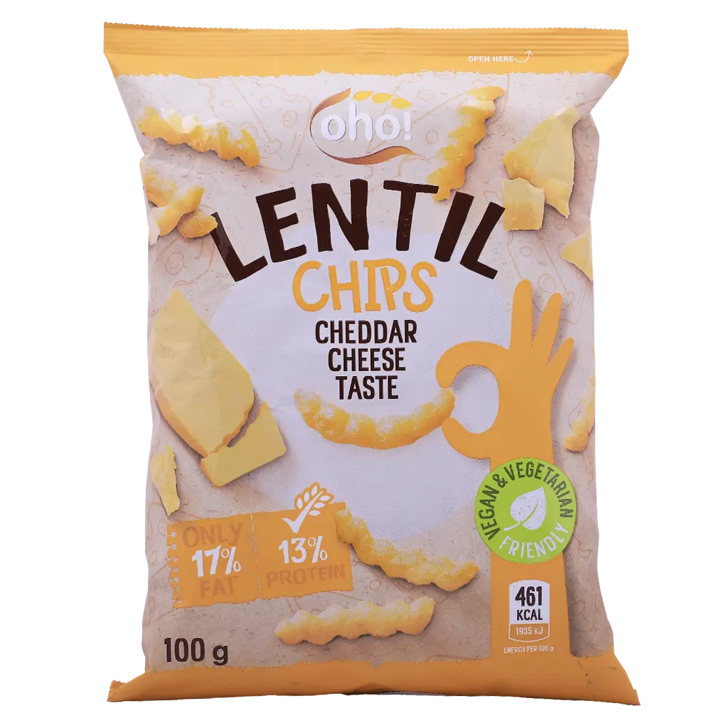 Oho Lentil Chips With Cheddar Cheese Taste 100 gm - view 1