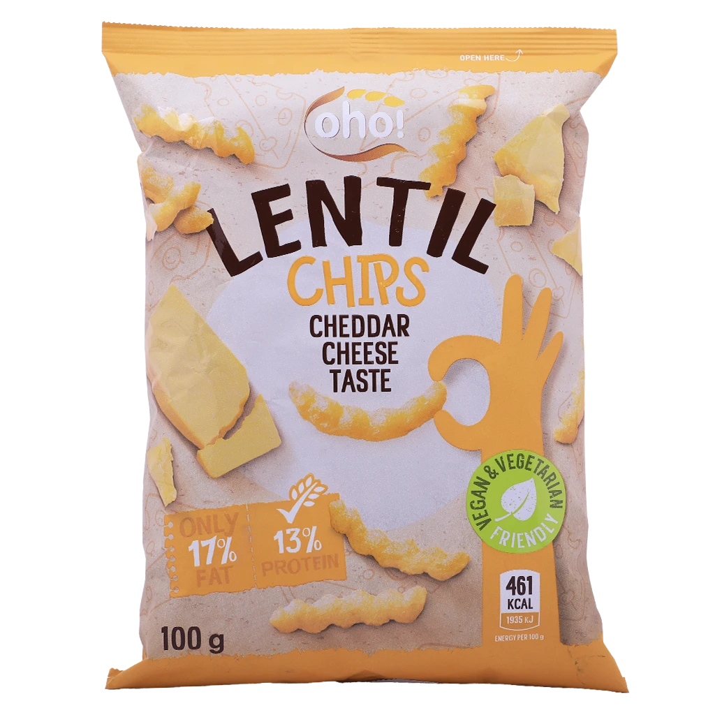 Oho Lentil Chips With Cheddar Cheese Taste 100 gm
