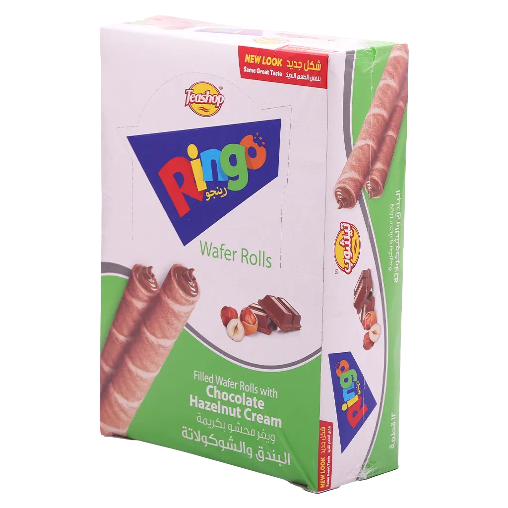 Teashop Ringo Wafer Rolls Filled Hazelnut & Chocolate Cream Box 12 x 16gr  - view 1