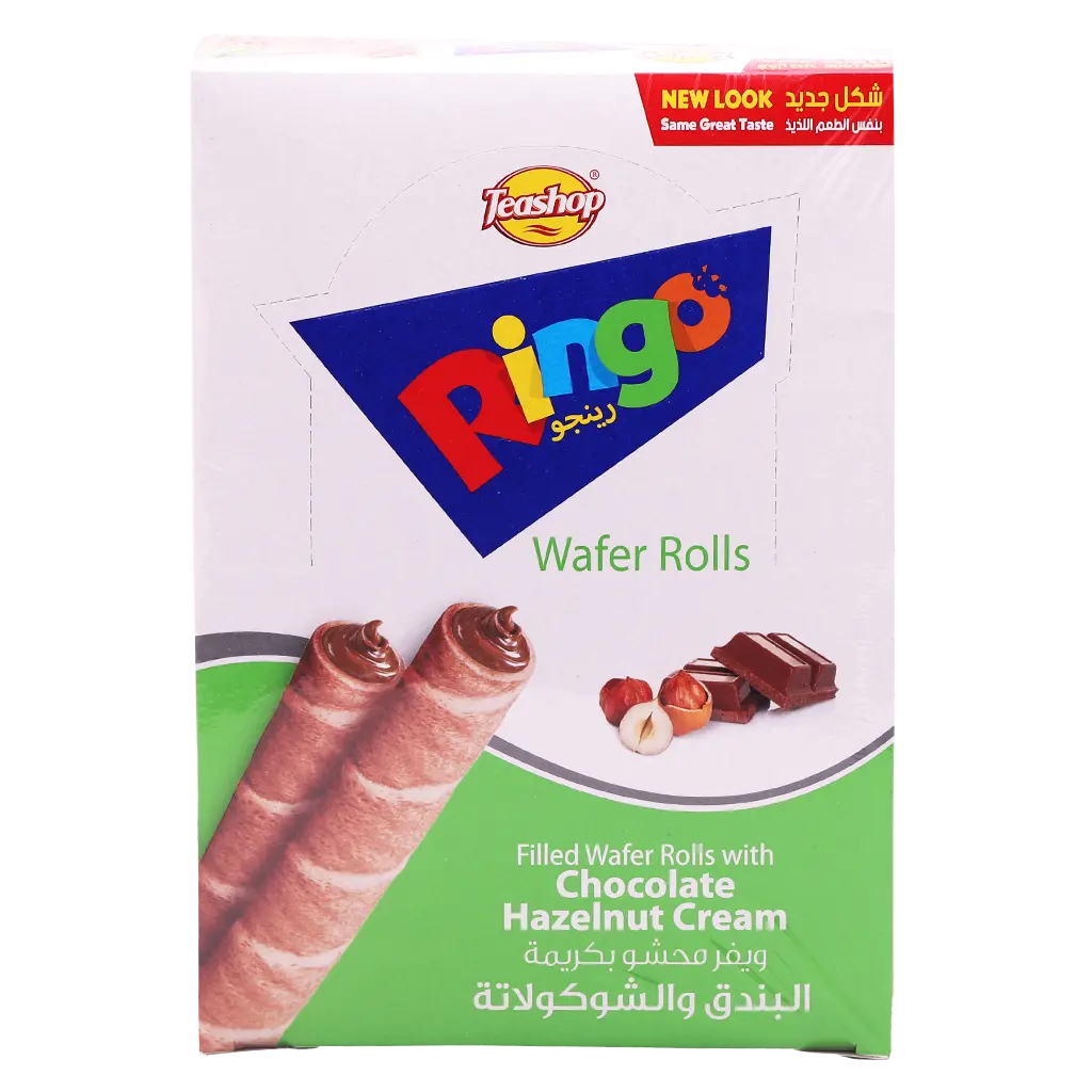 Teashop Ringo Wafer Rolls Filled Hazelnut & Chocolate Cream Box 12 x 16gr  - view 2