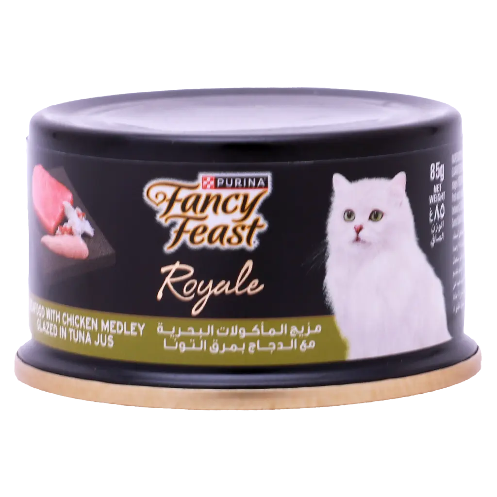 Fancy feast royale seafood chicken medley best sale