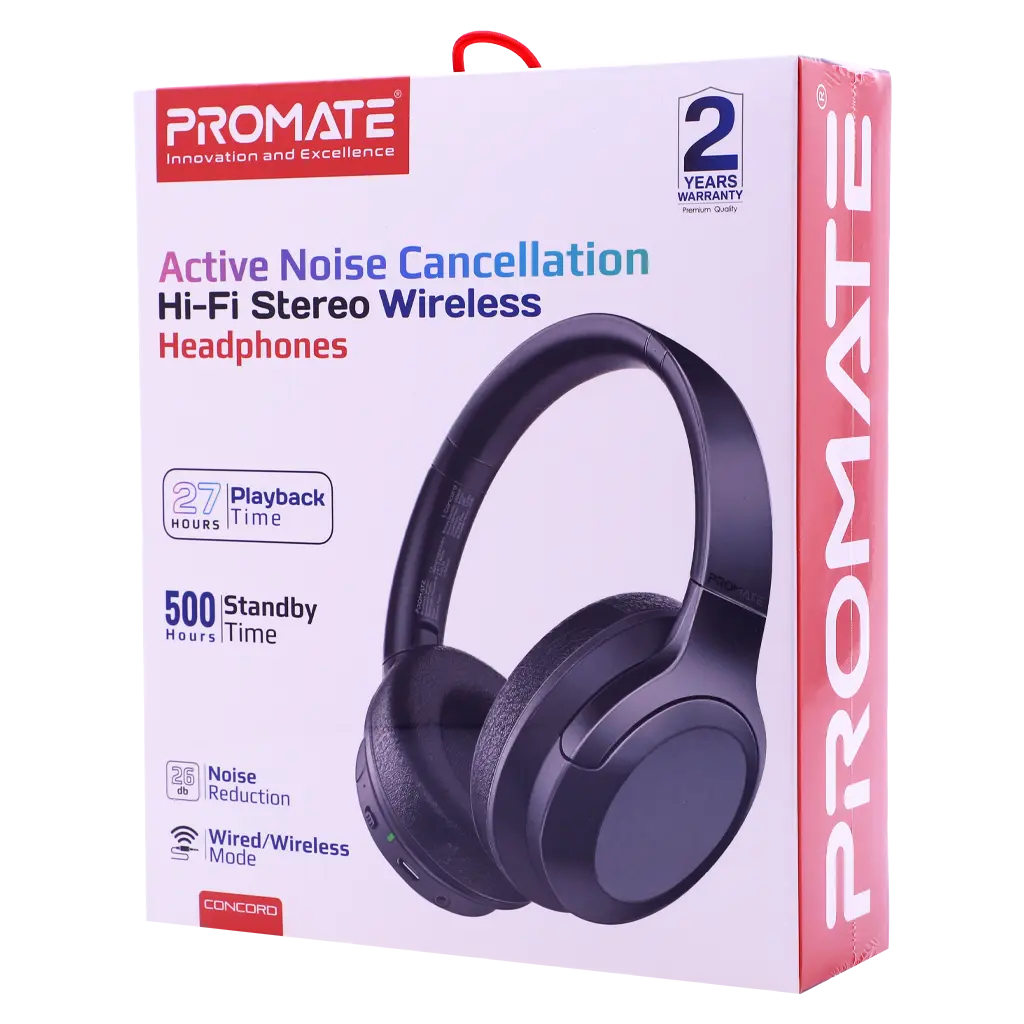 Promate Anc High Fidelity Stereo Wireless Headphones 27 Hours Playback - view 2
