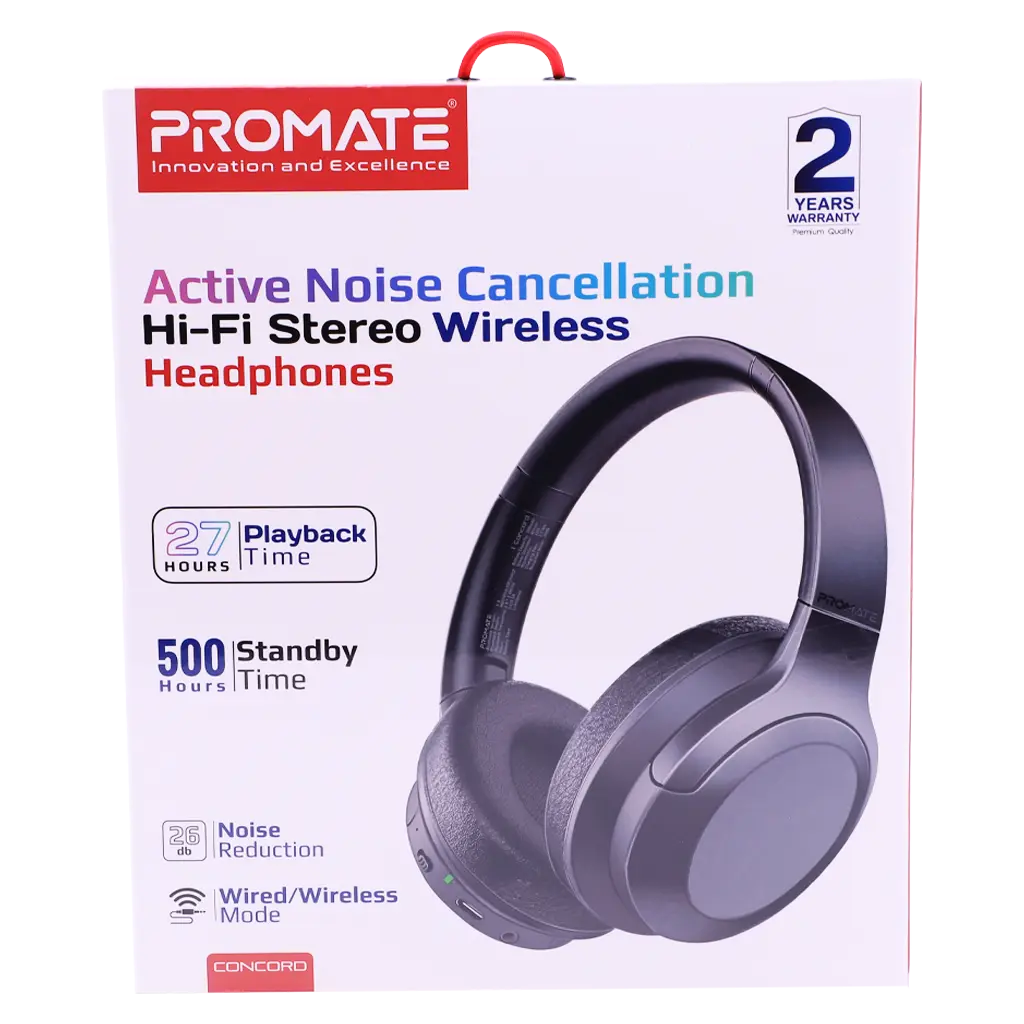 Promate Anc High Fidelity Stereo Wireless Headphones 27 Hours Playback - view 3