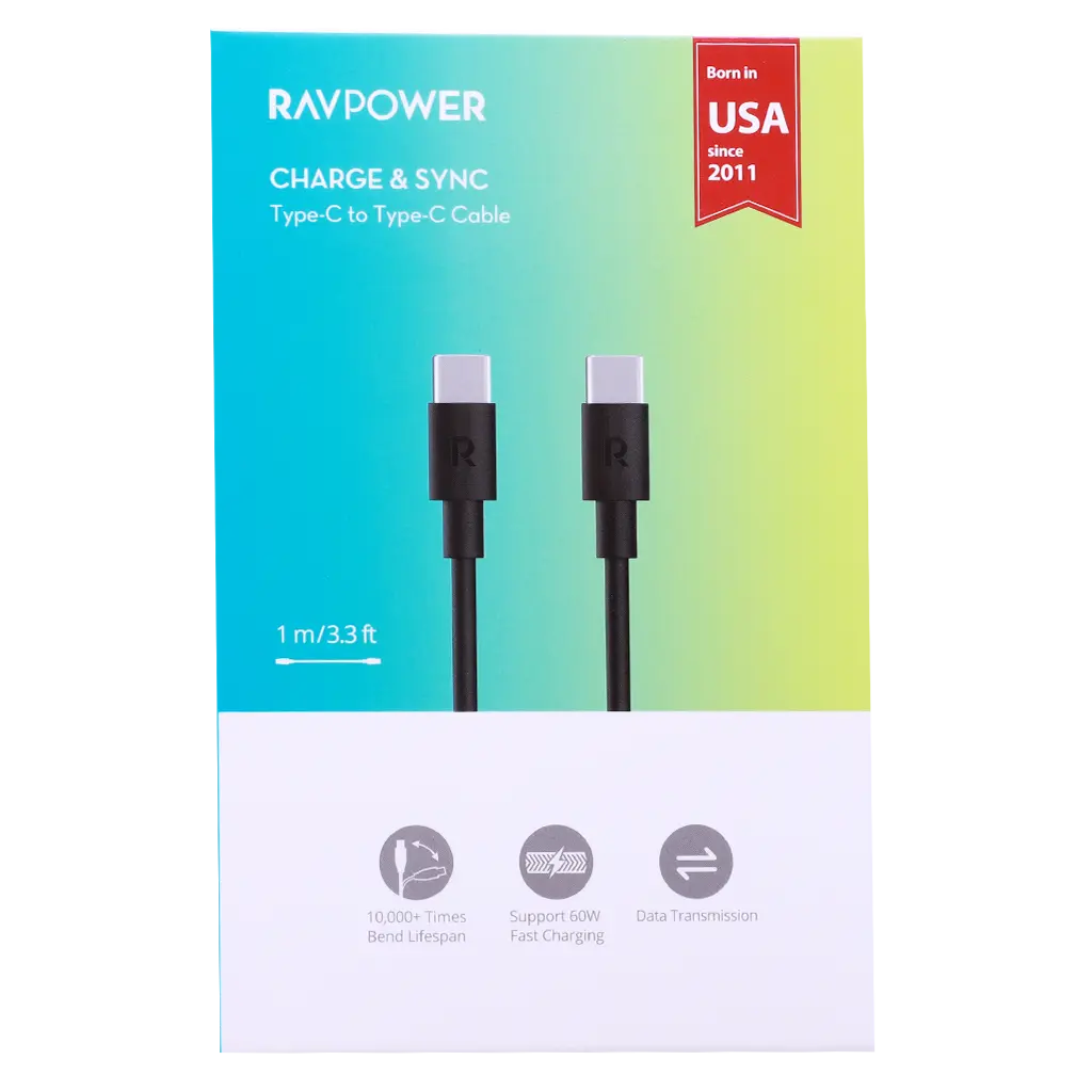Ravpower Rp-Cb1021 Type-C To Type-C Cable 1 m Tpe Black - view 4