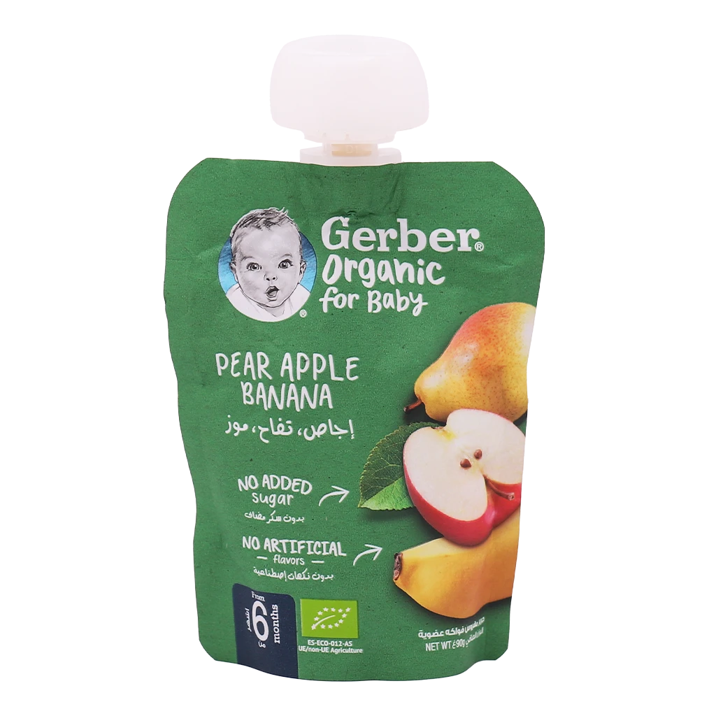 Gerber Organic Pear Apple & Banana From 6 Months 90 gm
