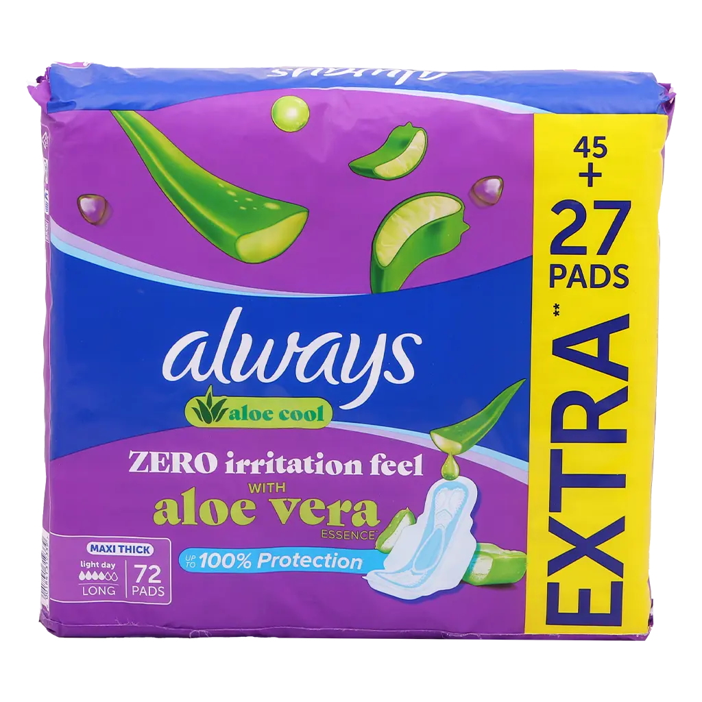 Always Sanitary Pads Clean & Dry Maxi Thick Large With Wings 72 Pads - view 3
