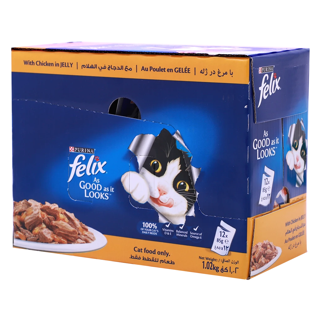 Purina Felix Adult Chicken in Jelly Pack 12pcs 85gm
