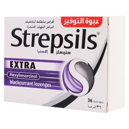 Strepsils Extra Lozenges Blackcurrant 36 Lozenges