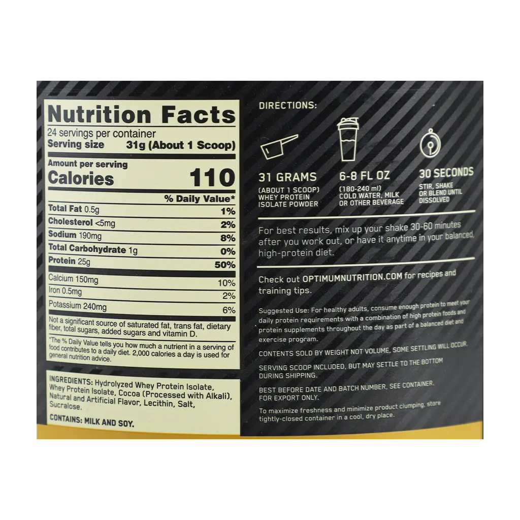 Optimum Gold Standard Isolate Chocolate Bliss 1.64 Lb - view 5
