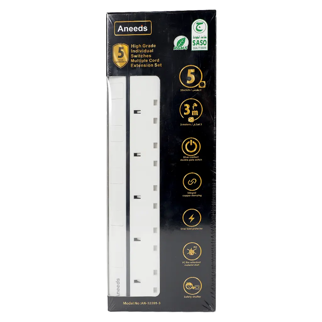 Aneeds Extension 5 Socket 3 m - view 3