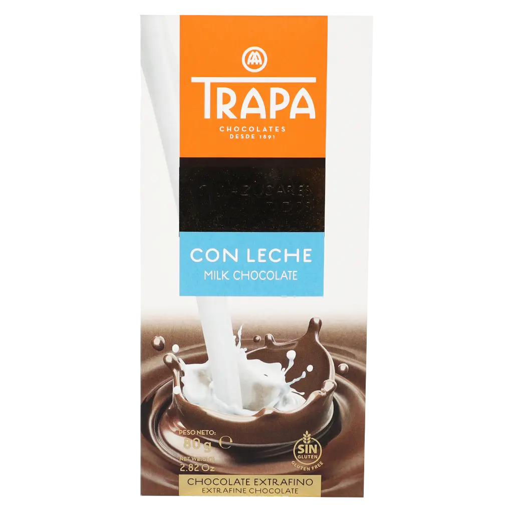 Trapa Milk Chocolate Bar  0% Added Sugars 80 gm - view 1