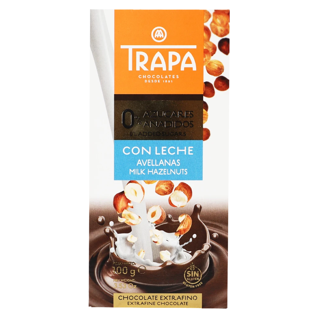 Trapa Chocolate Milk  Bar with Hazelnut  0% Added Sugars 100 gm