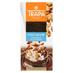 Trapa Chocolate Bar Milk and Almonds  0% Added Sugars 100 gm