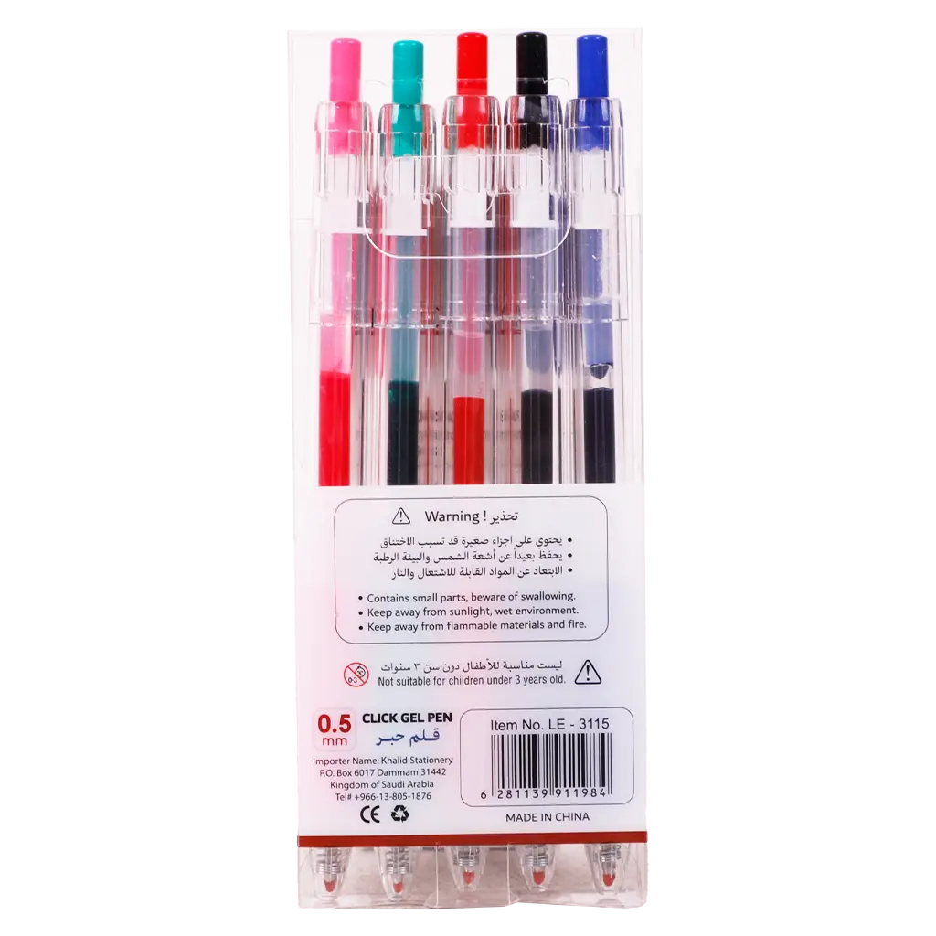 Leeno Click Gel Pen 0. 5 mm 5 Colors  - view 2