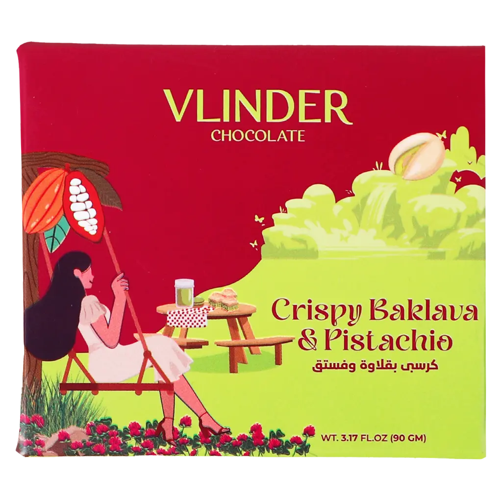 Vlinder Crispy Baklava & Pistachio Chocolate Bar Dubai Trend 90 gm - view 2