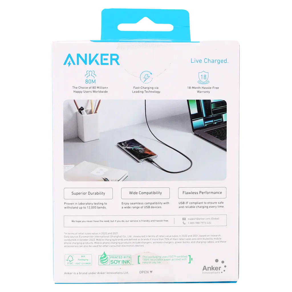 Anker 322 USBA to USBC Cable 3ft Nylon Black - view 5
