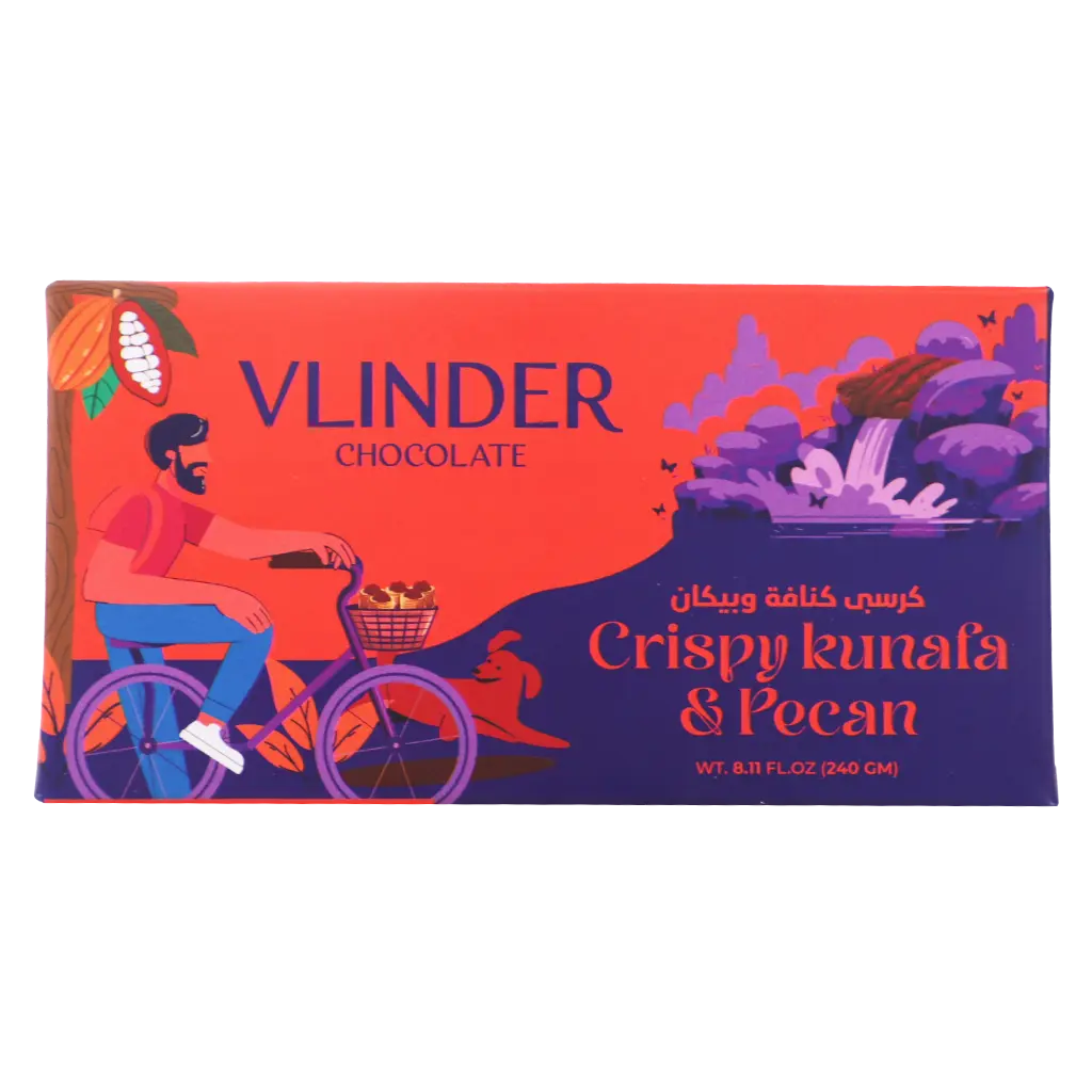 Vlinder Crispy Kunafa & Pecan Chocolate Bar Dubai Trend 240 gm - view 3