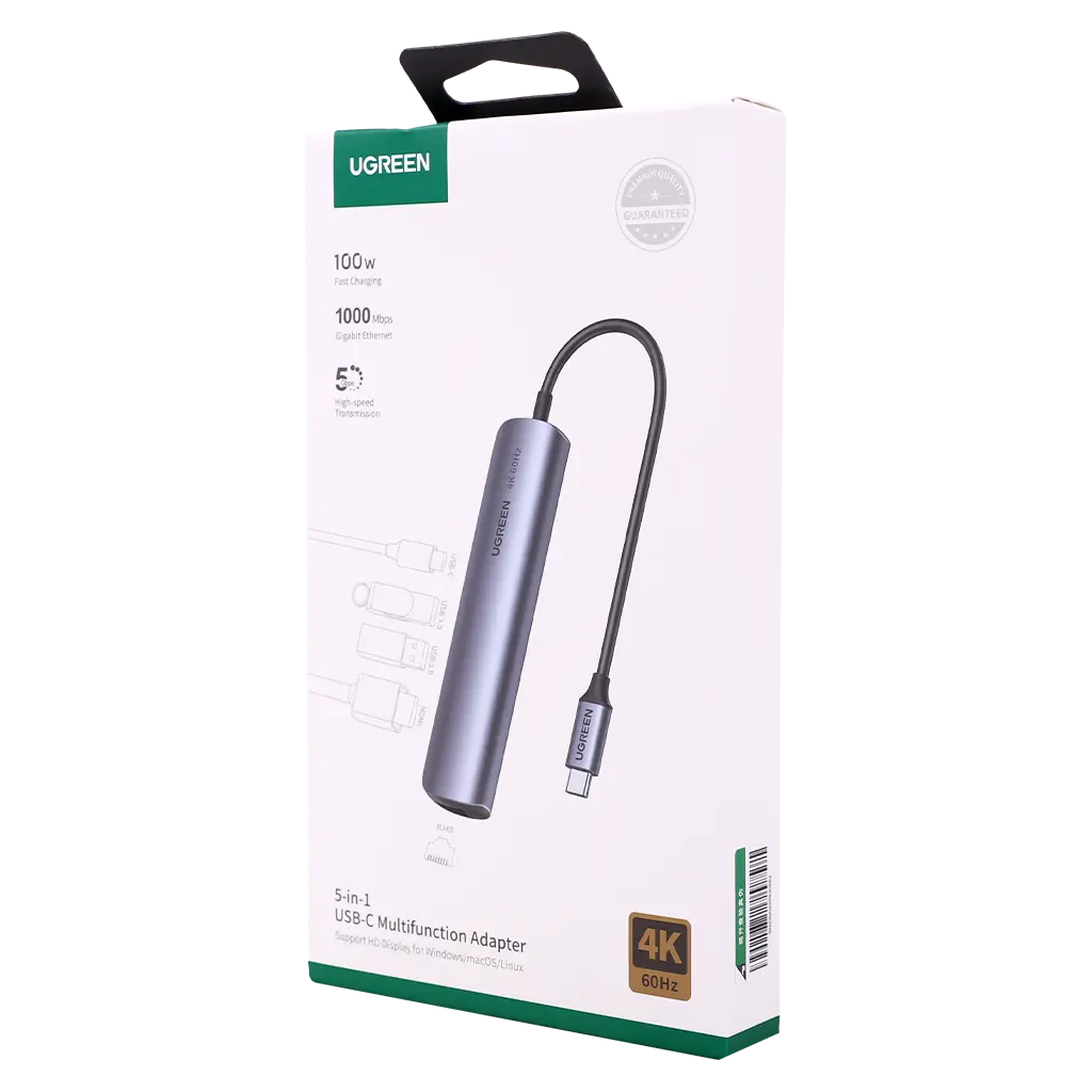 Ugreen USB-C to 2 USB 3.0+HDMI+RJ45 Ethernet Adapter + PD - view 2