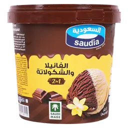 السعودية ايس كريم 2 في 1 فانيليا و شوكولاتة 1 لتر 