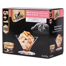 Sheba Tuna and Salmon In gravy 85 gm 5+1 Free