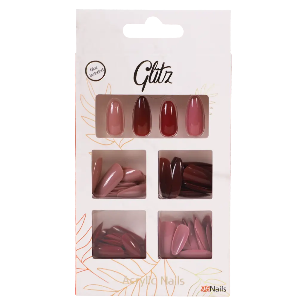Glitz Acrylic Nails, 4 Colors, Nude, Different Shapes + Liqud Glue - view 2