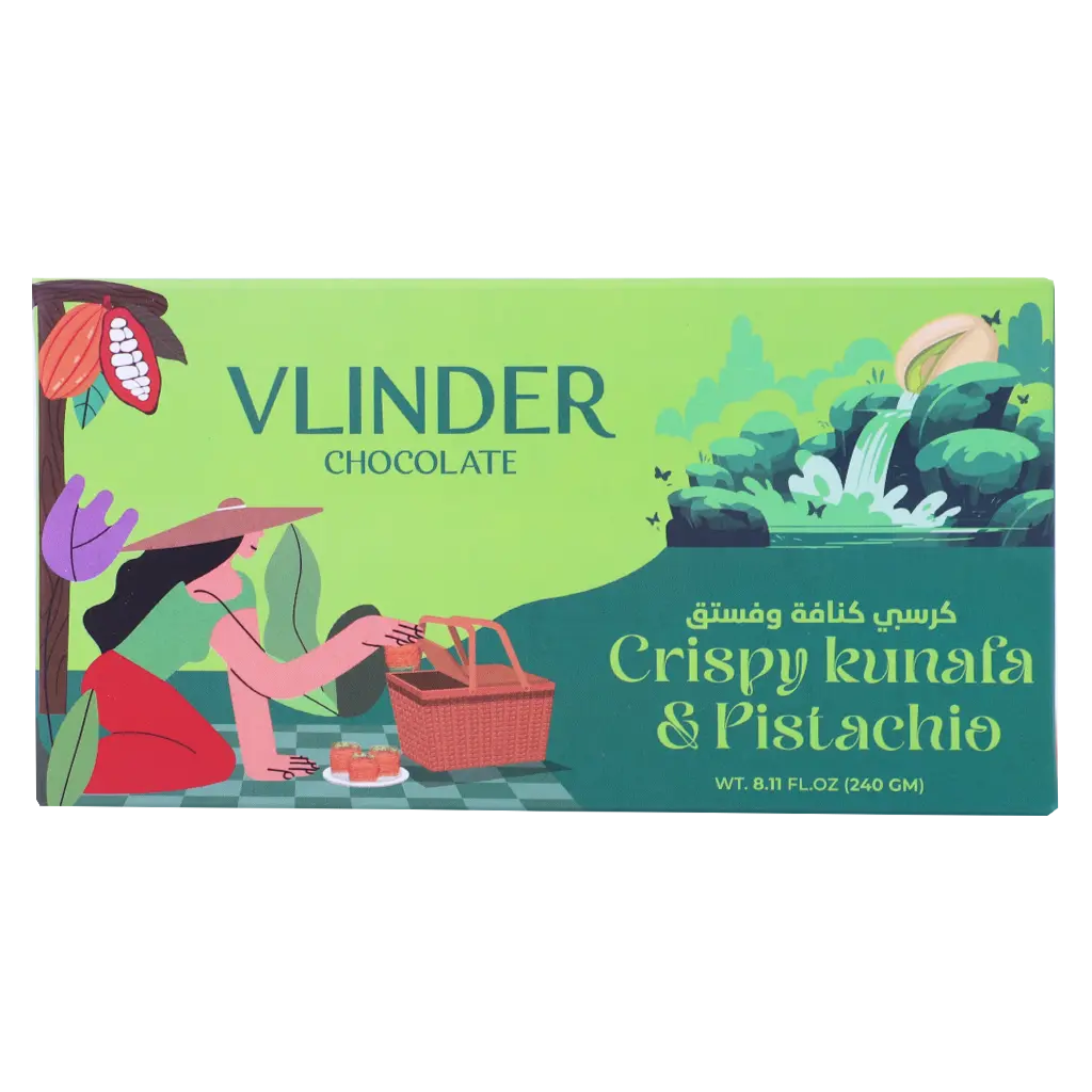 Vlinder Crispy Kunafa & Pistachio Chocolate Bar Dubai Trend 240 gm - view 2