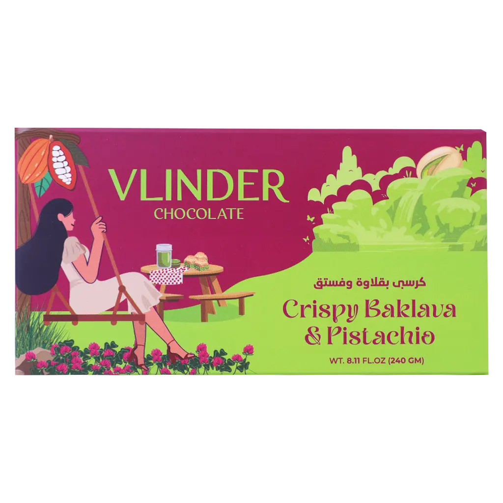 Vlinder Crispy Baklava & Pistachio Chocolate Bar Dubai Trend 240 gm - view 2