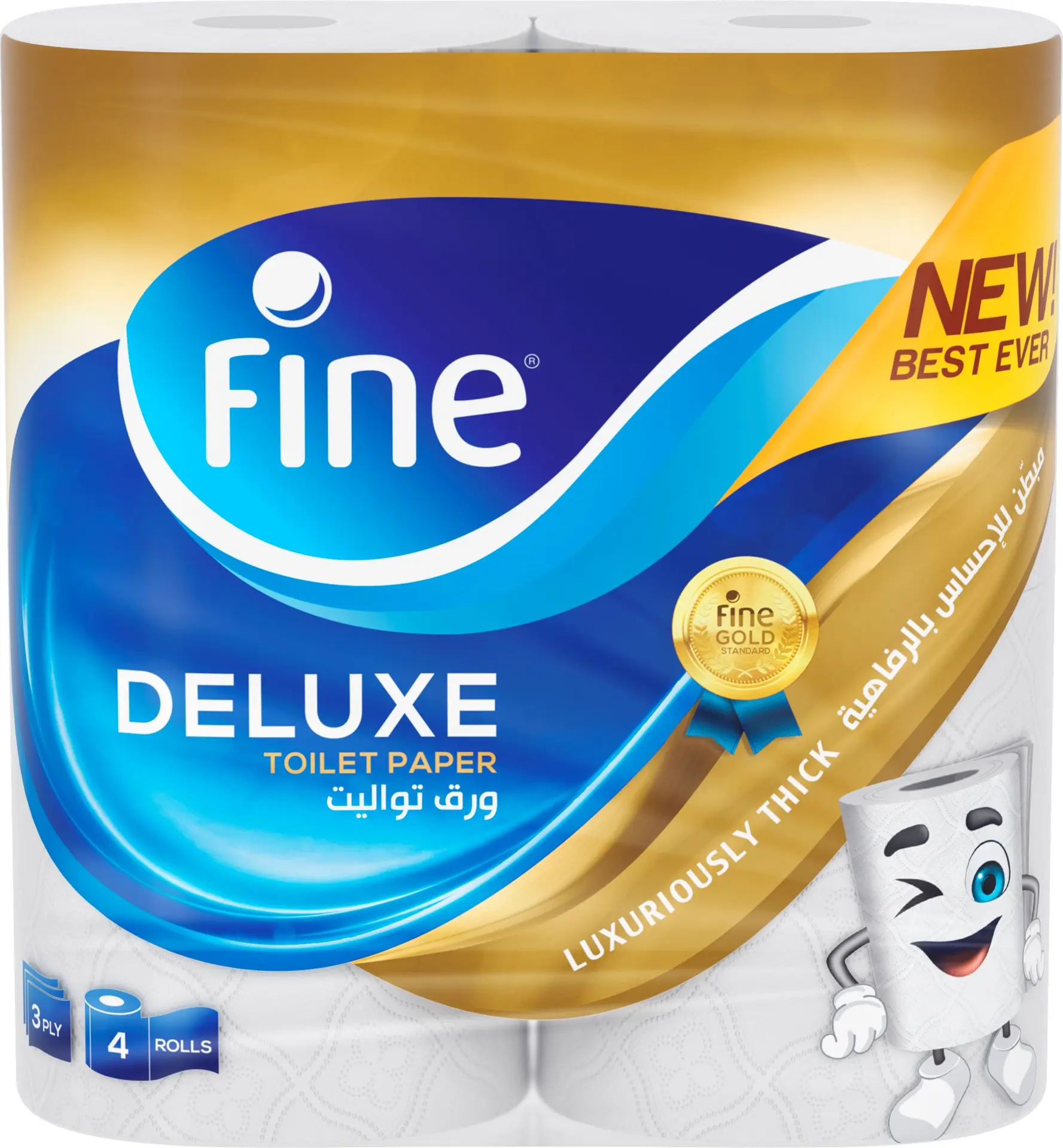 Fine Deluxe Toilet Paper Tissue 140 Sheets 3Ply Pack 4 Rolls - view 1
