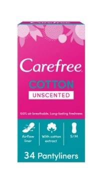 Carefree Pantyliners Cotton Feel Unscented 34 Pads