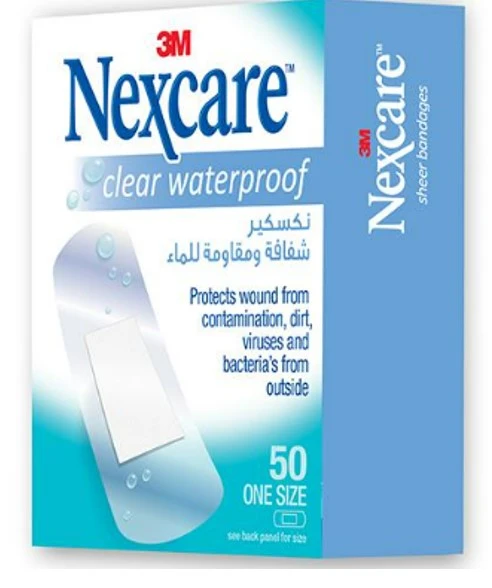 3M Nexcare Clear Waterproof Bandages 50 Pieces
