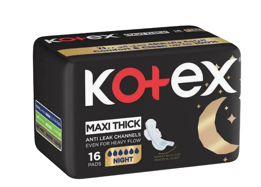 Kotex Maxi Thick Sanitary Pad With Wings Night 16 Pads - view 1