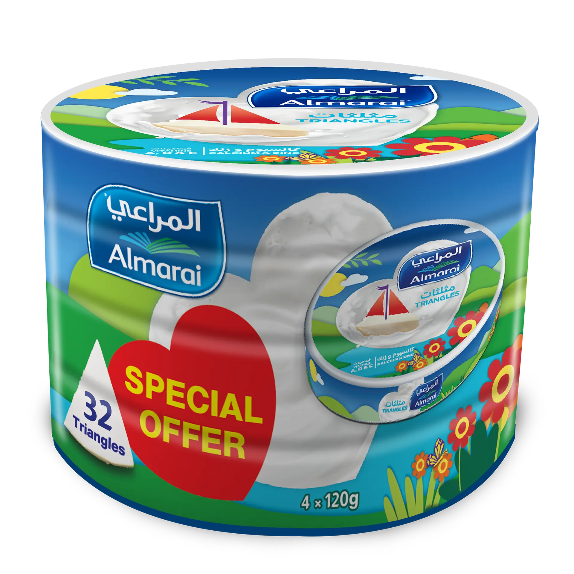 Almarai Triangle Cheese Kids 32 Portions 120GmX4 - view 1