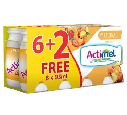 Actimel Dairy Drink Multi Fruit 93 Ml 6+2 Free