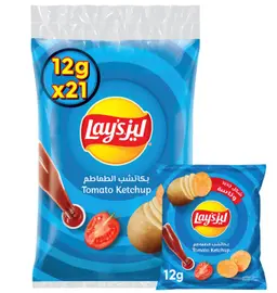 ليز رقائق البطاطس بالكاتشب 12 جم × 21