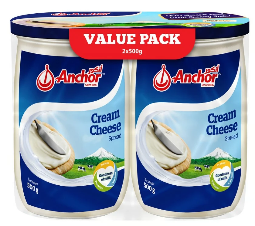 Anchor Spreadable Cream Cheese Jar 500GmX2