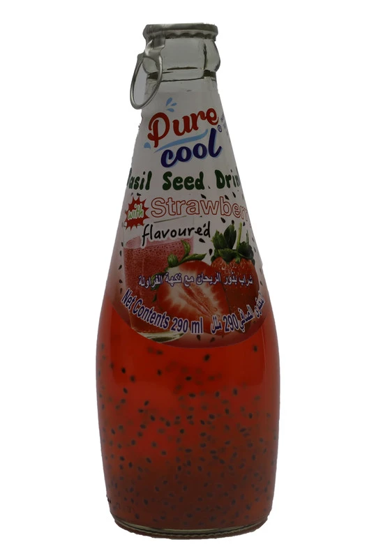 Pure Cool Basil Seed Drink Strawberry 290 Ml