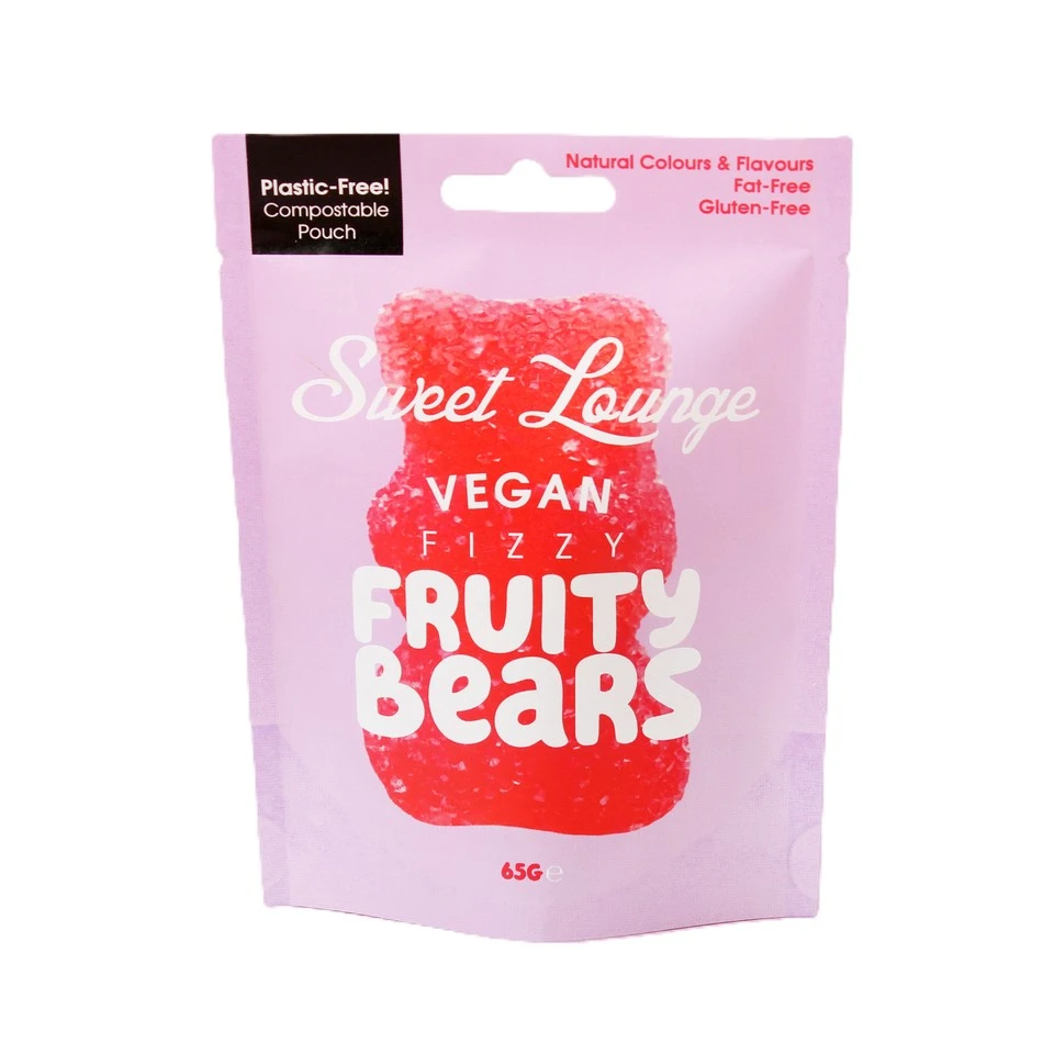 Sweet Lounge Vegan Fizzy Fruity Bears Pouch 65 Gm