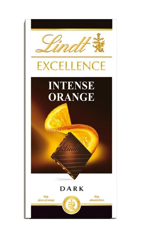 Lindt Excellence Chocolate Dark Orange Intense 100 Gm