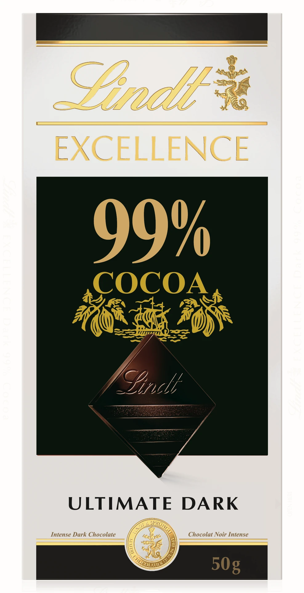 Lindt Excellence Chocolate Dark 99% Cocoa 50 Gm