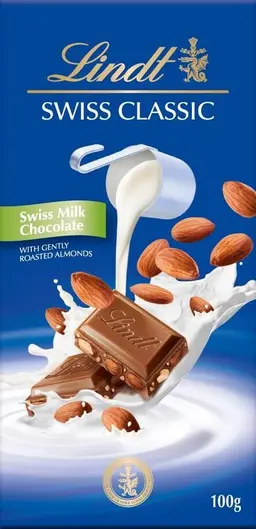 Lindt Swiss Classic Milk Chocloate Almonds 100 Gm