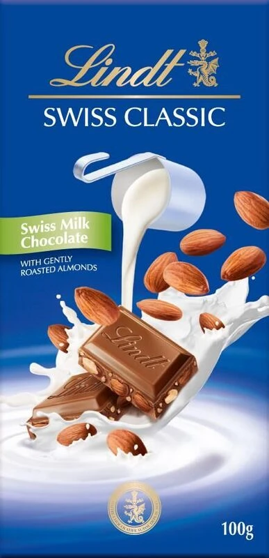 Lindt Swiss Classic Milk Chocloate Almonds 100 Gm