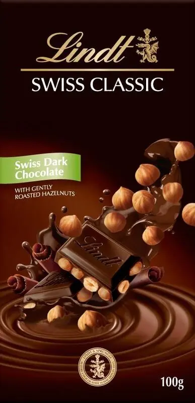 Lindt Swiss Classic Dark Chocolate Hazelnut 100 Gm - view 1