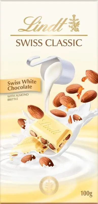 Lindt Swiss Classic White Chocolate Almond 100 Gm - view 1
